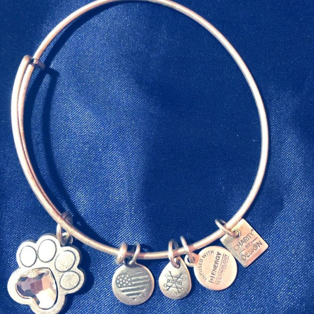 Alex and Ani Silver Paw Print Bangle Bracelet